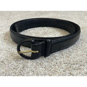 Genuine POLO RALPH LAUREN Black Leather Belt Size Medium 35” Brass Buckle Pony